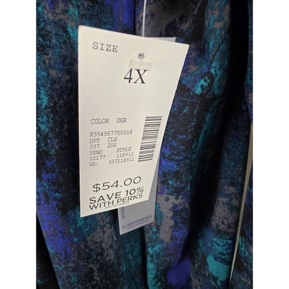 Catherines Women's Top Plus Size 4X Green V-Neck Long Sleeve Button Down Blouse - Picture 10 of 15